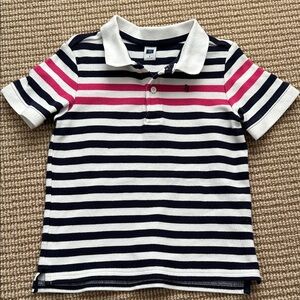Janie and Jack Navy and Pink Striped Polo Shirt